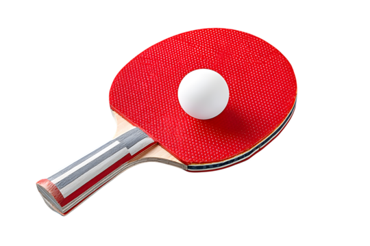 Table Tennis Red Paddle with White Ball Equipment for Competitive Sport. Ai Generated Images