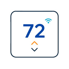 Fototapeta premium Smart Thermostat Display Showing Room Temperature.