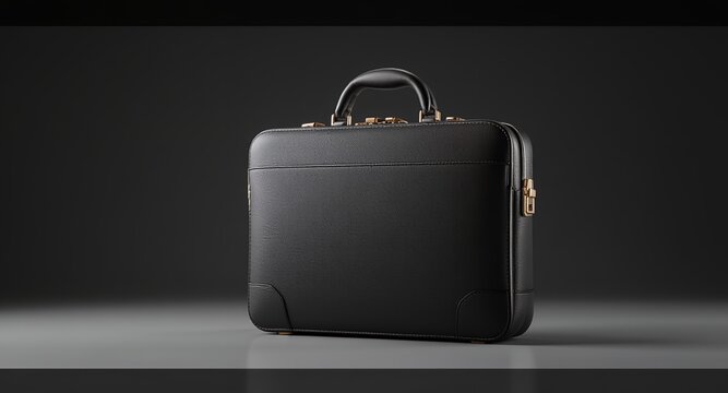 Black Leather Briefcase, Professional Portfolio Bag, Business Travel Case, Executive Attache Case