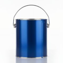 Blue Paint Can with Metal Handle, Dripping Paint, Studio Shot