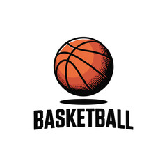 Vector art of a dynamic illustration of a basketball with the word basketball below it, isolated on a, symbolizing the sport and its associated culture