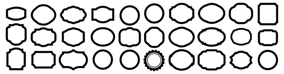 Collection set of blank geometric shapes for vintage type frames and designs in different styles