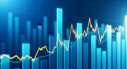 Dynamic financial graph showing upward trends and market fluctuations, perfect for business analysis and investment strategies