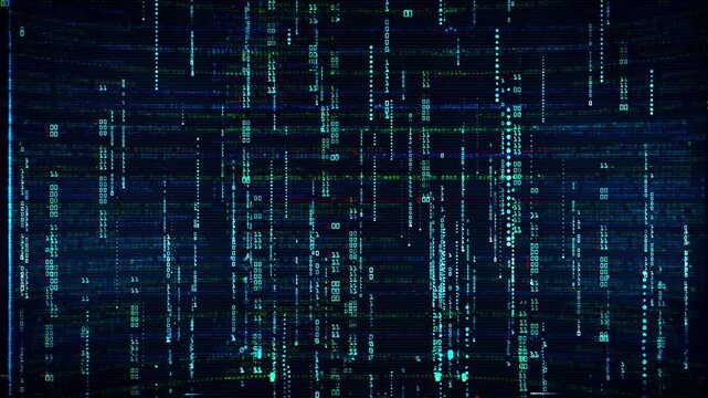 Computer Hacking Interface Background with Digital Codes and Glitch Effects