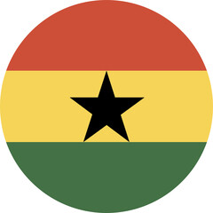Round button flag of Ghana. National Ghana flag circle badge. Ghana flag icon.