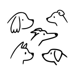 diverse dog profiles line art