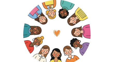 International Mother Language Day women forming a circle of unity, symbolizing global friendship, community, and solidarity. This vibrant illustration represents inclusion and collaboration