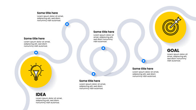Infographic template. Path to goal with 5 steps