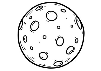 Hand-drawn moon illustration with visible craters and details  