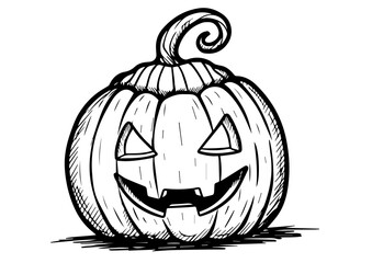 Jack-o'-lantern pumpkin with a mischievous face for Halloween decor  