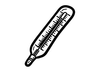 Medical thermometer illustration with markings for temperature measurement  