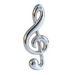 Silver Metal Detailed Treble Clef Isolated Music Note Shiny Object. Ai Generated Images