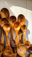 Wooden spoons in varying sizes and shapes