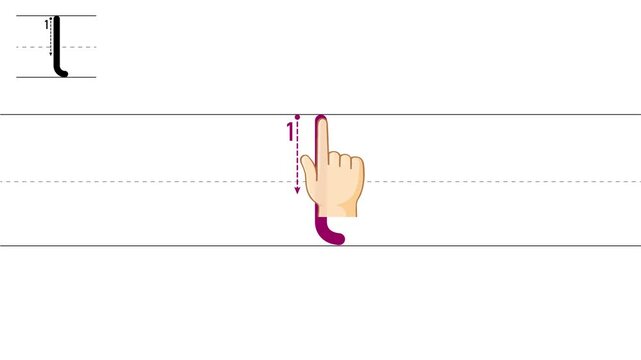 This is an animation that shows the writing direction and the number of strokes for lowercase letters for children who are just beginning to read and write.