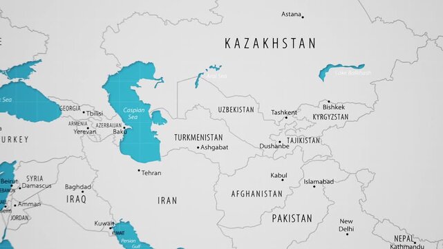 Uzbekistan on the World Map with Animated National Flag