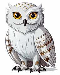 Fototapeta premium White Owl real ,full body ,white background