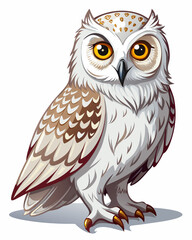Fototapeta premium White Owl real ,full body ,white background
