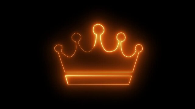 abstract glowing neon line green color king queen crown animated king stock video footage on black background.4k video