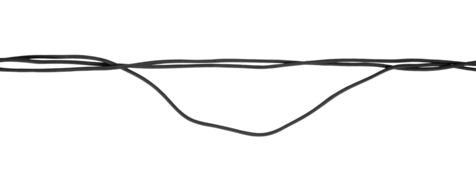 black fiber strings hanging isolated on white or transparent png