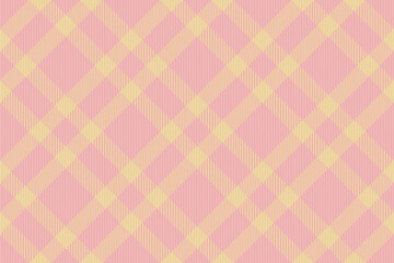 Delicate pink  yellow plaid pattern, diagonally oriented. Ideal for backgrounds, textiles, or designs requiring a soft, classic touch. Use for craft, fabric, design projects.
