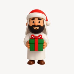 Festive character holding gift