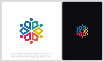 Abstract people colorful logo icon design minimal style illustration. community logo icon vector isolated.	
