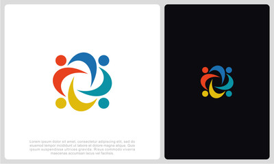Abstract people colorful logo icon design minimal style illustration. community logo icon vector isolated.	
