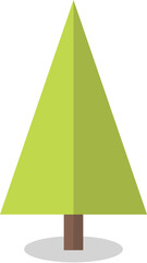 Simplified Evergreen Tree Icon Light Green Triangular Foliage Brown Trunk.