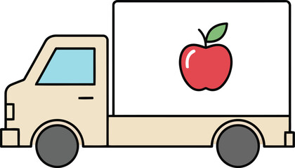 Fresh apple delivery truck transportation fresh produce logistics farm to table cargo vector