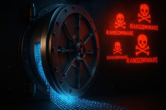 Vault breached with binary code leak. Use for data theft, hacking, cybersecurity threats and online crime
