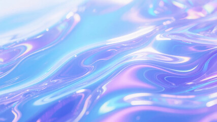 Abstract wavy surface with iridescent blue and purple hues