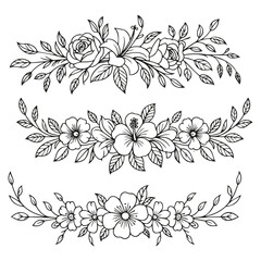 Delicate Floral Borders with Roses, Hibiscus, and Blossoms
