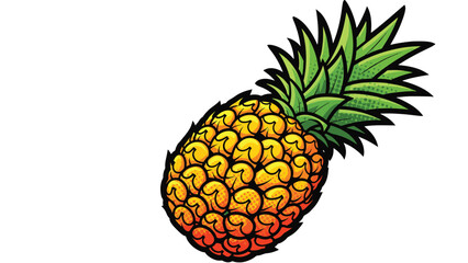 Obraz premium A vibrant, stylized illustration of a ripe pineapple with a spiky green crown, showcasing its textured rind and tropical appeal.