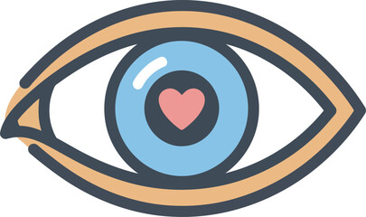 Eye with heart symbol inside pupil symbolizing love vision care empathy connection and vision awareness graphic design vector