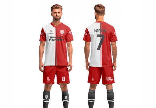 Man in a Football Kit T-Shirt Mockup