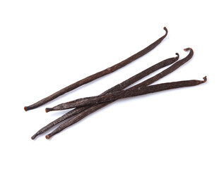 Dried vanilla pods on white backgrounds