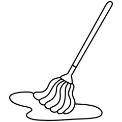 Mop illustration outline 