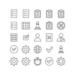 Collection of hand drawn business and planning icons isolated on white background