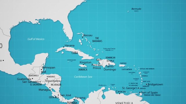 Cuba on the World Map with Animated National Flag