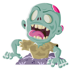 Zombie emerging from the ground humorously.