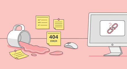 Humorous depiction of technical failures and workspace mishaps in a digital painting