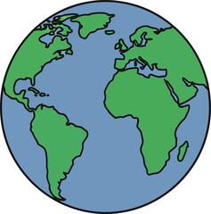 Illustration of earth globe showing continents and oceans representing global connection and planet awareness vector