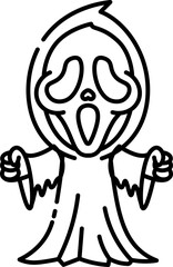  Ghost face from the movie scream outline style.
