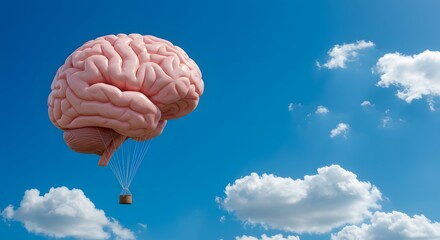 Brain Balloon Ascending in a Clear Sky