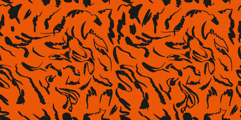 Tiger Stripe Illustration Seamless Pattern