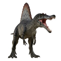Fototapeta premium Spinosaurus Roaring - A Detailed Look at a Prehistoric Predator.