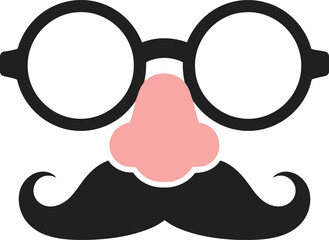 Funny disguise mask with big glasses and mustache for pranks and costume parties vector