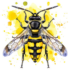 My Watercolor, hand-painted, simple, flat simple flat glowing firefly bee splash painting illustration isolated on a white background, vector illustration, EPS format design. vector illustration