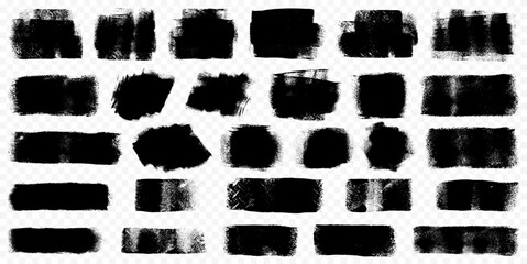Vector set featuring roller paint textures with isolated transparent background.