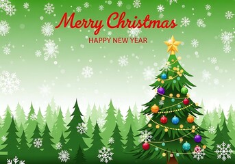 Fototapeta premium Enchanting christmas new year greeting illustration with festive elements